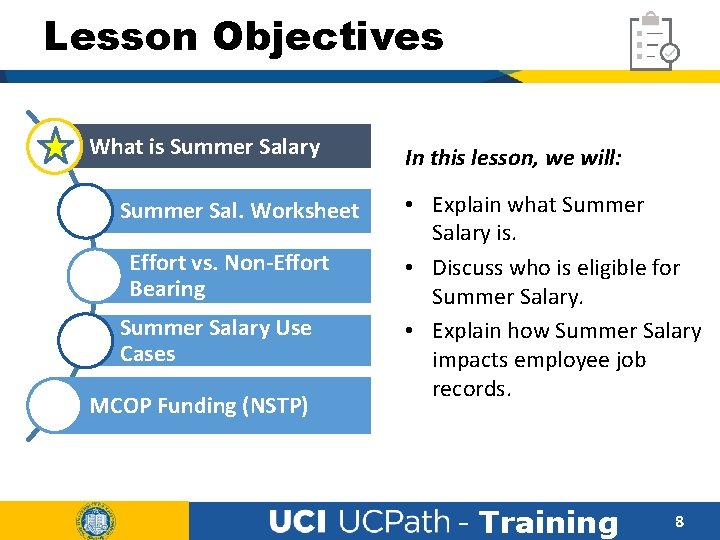 Lesson Objectives What is Summer Salary Summer Sal. Worksheet Effort vs. Non-Effort Bearing Summer