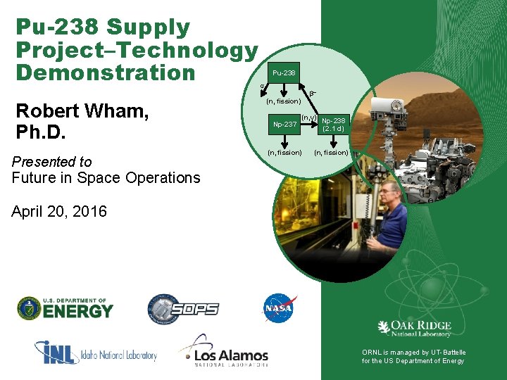 Pu-238 Supply Project–Technology Demonstration Pu-238 α β– Robert Wham, Ph. D. Presented to (n,