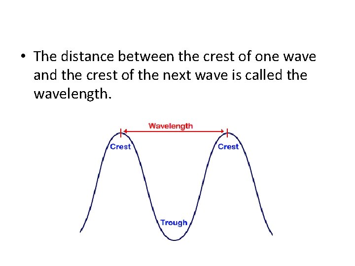  • The distance between the crest of one wave and the crest of