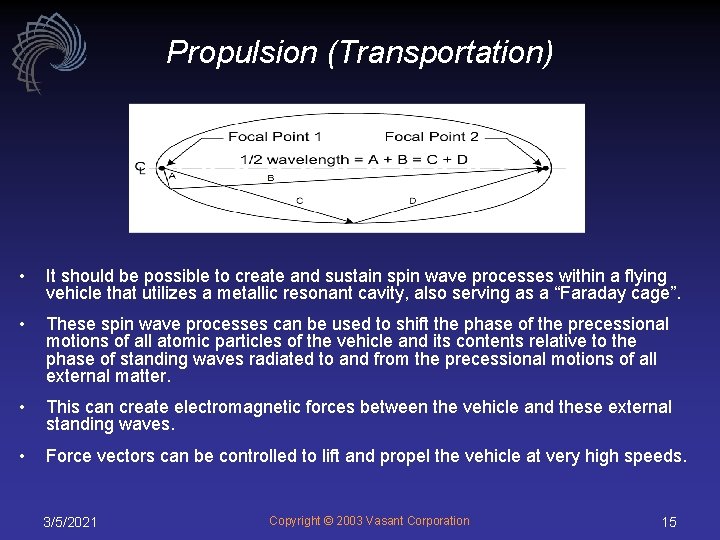 Propulsion (Transportation) • It should be possible to create and sustain spin wave processes