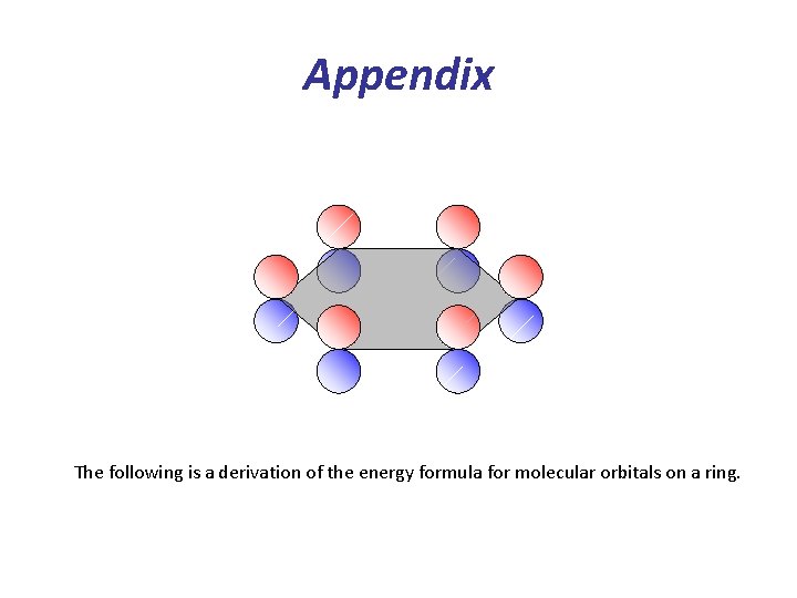 Appendix The following is a derivation of the energy formula for molecular orbitals on