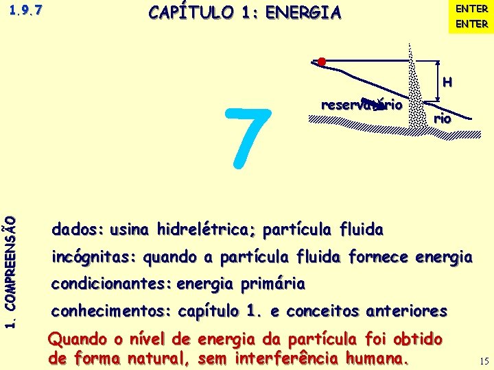 ENTER. CAPÍTULO 1: ENERGIA ENTER. 1. Ao se executar uma barragem cria-se um desnível