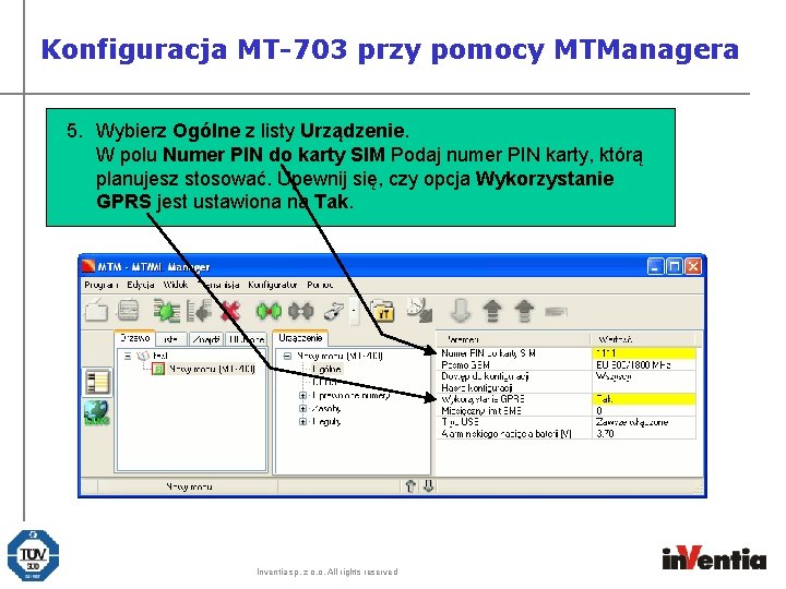 Konfiguracja MT-703 przy pomocy MTManagera 5. Wybierz Ogólne z listy Urządzenie. W polu Numer