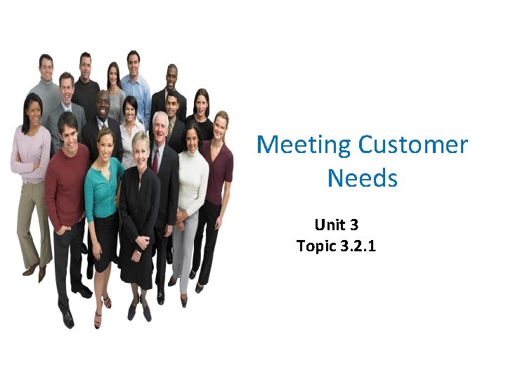 Meeting Customer Needs Unit 3 Topic 3. 2. 1 