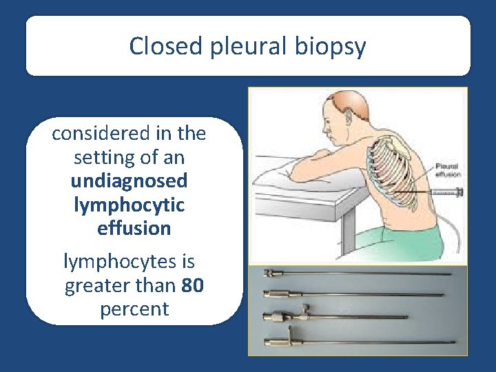 Closed pleural biopsy considered in the setting of an undiagnosed lymphocytic effusion lymphocytes is