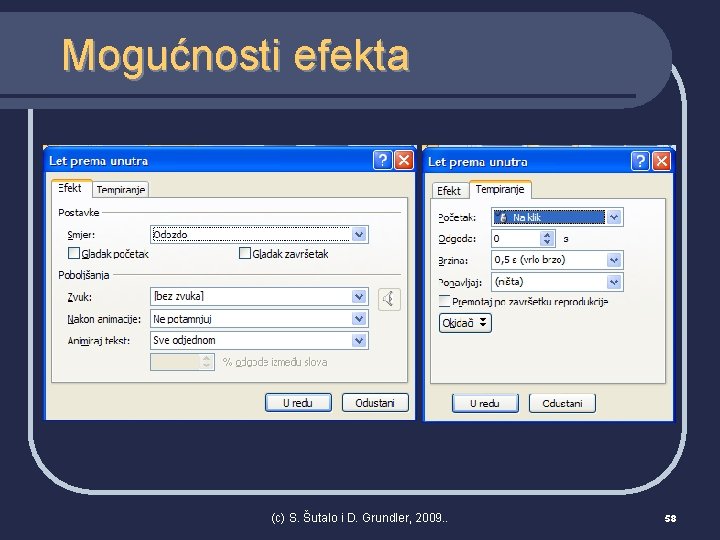 Mogućnosti efekta (c) S. Šutalo i D. Grundler, 2009. . 58 