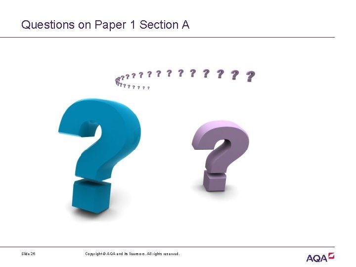 Questions on Paper 1 Section A Slide 26 Copyright © AQA and its licensors.