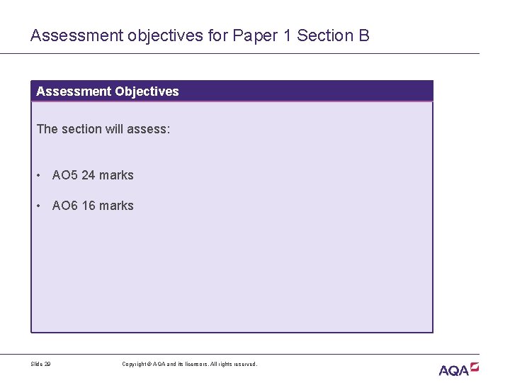 Assessment objectives for Paper 1 Section B Assessment Objectives The section will assess: •