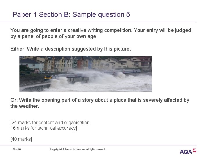 Paper 1 Section B: Sample question 5 You are going to enter a creative