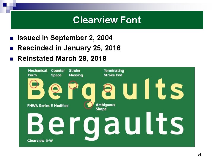Clearview Font n n n Issued in September 2, 2004 Rescinded in January 25,