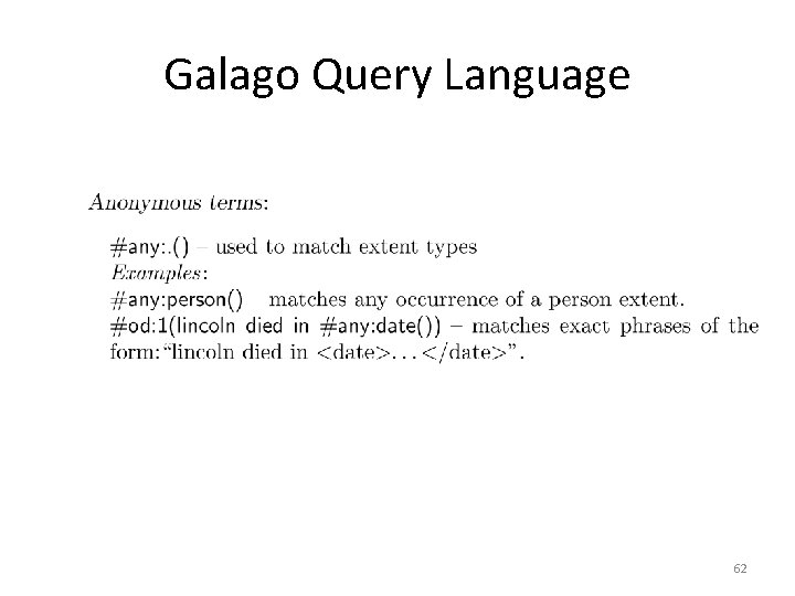 Galago Query Language 62 