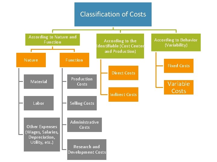 Classification of Costs According to Nature and Function Nature According to the Identifiable (Cost