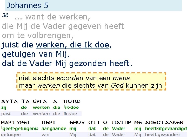 Johannes 5 . . . want de werken, die Mij de Vader gegeven heeft