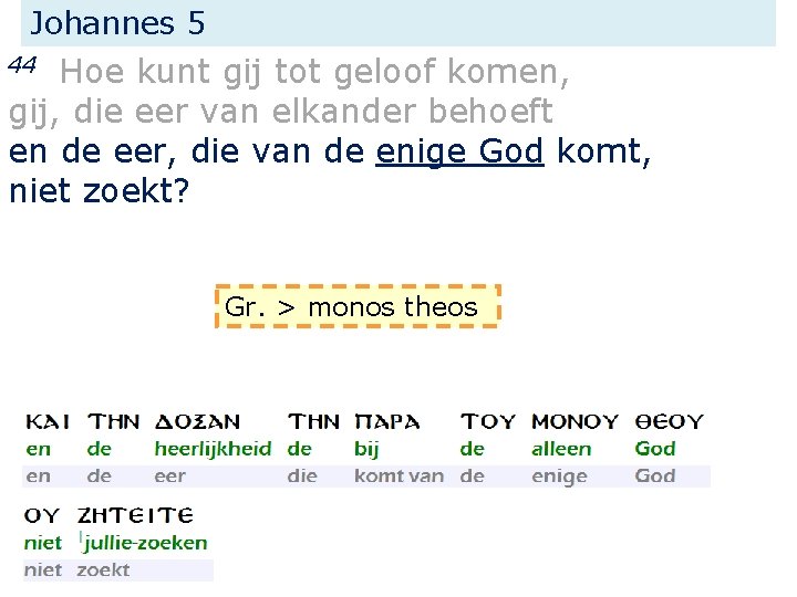 Johannes 5 Hoe kunt gij tot geloof komen, gij, die eer van elkander behoeft