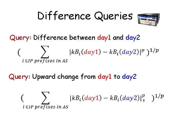 Difference Queries Query: Difference between day 1 and day 2 Query: Upward change from
