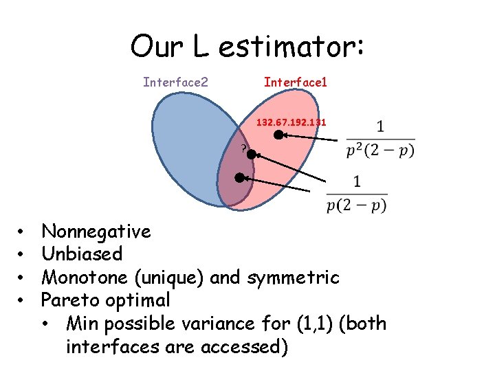 Our L estimator: Interface 2 Interface 1 132. 67. 192. 131 ? • •