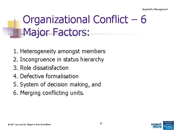 Hospitality Management Organizational Conflict – 6 Major Factors: 1. Heterogeneity amongst members 2. Incongruence