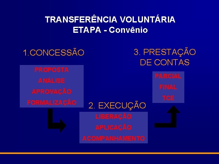 TRANSFERÊNCIA VOLUNTÁRIA ETAPA - Convênio 3. PRESTAÇÃO DE CONTAS 1. CONCESSÃO PROPOSTA PARCIAL ANÁLISE