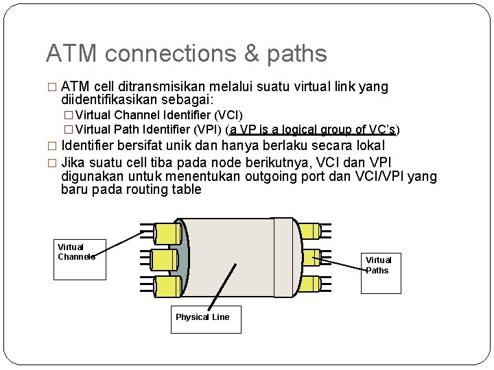 ATM connections & paths � ATM cell ditransmisikan melalui suatu virtual link yang diidentifikasikan