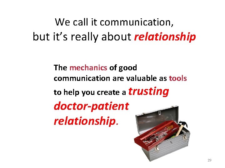 We call it communication, but it’s really about relationship The mechanics of good communication