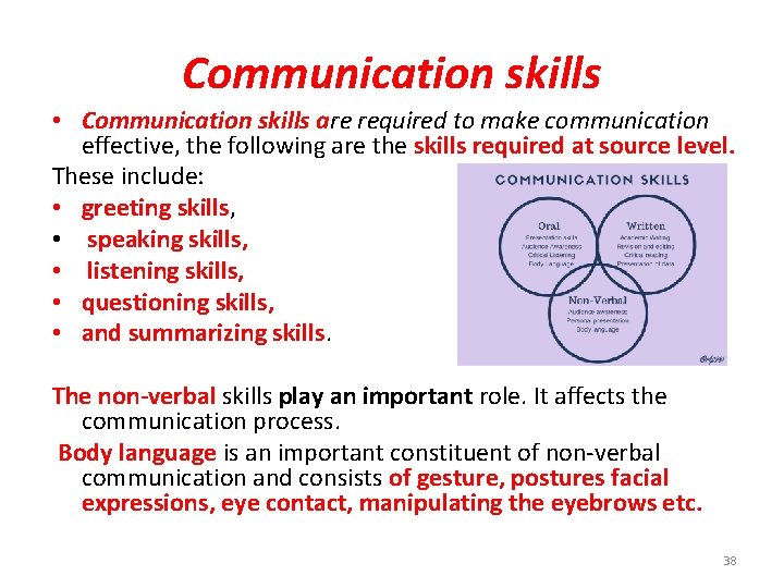 Communication skills • Communication skills are required to make communication effective, the following are