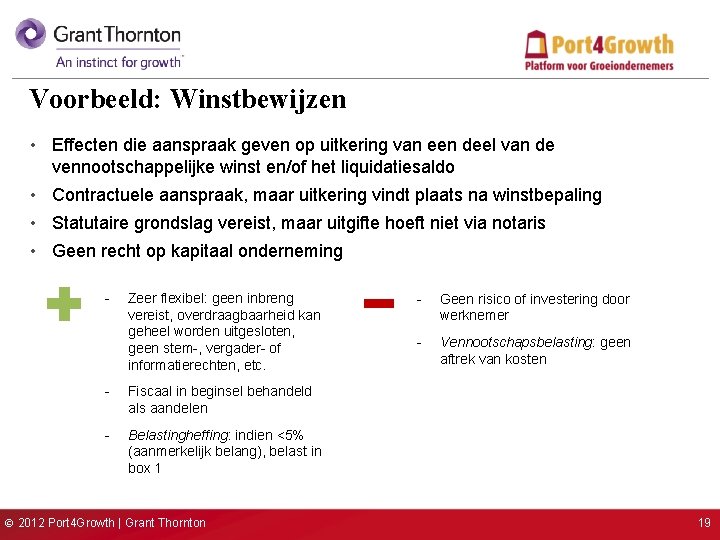 Voorbeeld: Winstbewijzen • Effecten die aanspraak geven op uitkering van een deel van de