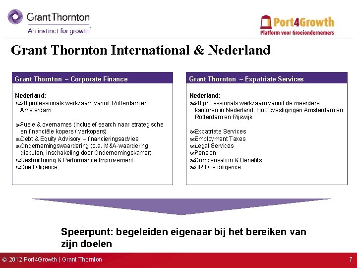 Grant Thornton International & Nederland Grant Thornton – Corporate Finance Grant Thornton – Expatriate