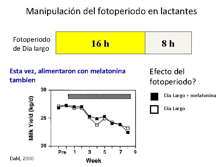 Manipulación del fotoperiodo en lactantes Fotoperiodo de Día largo 16 h Esta vez, alimentaron