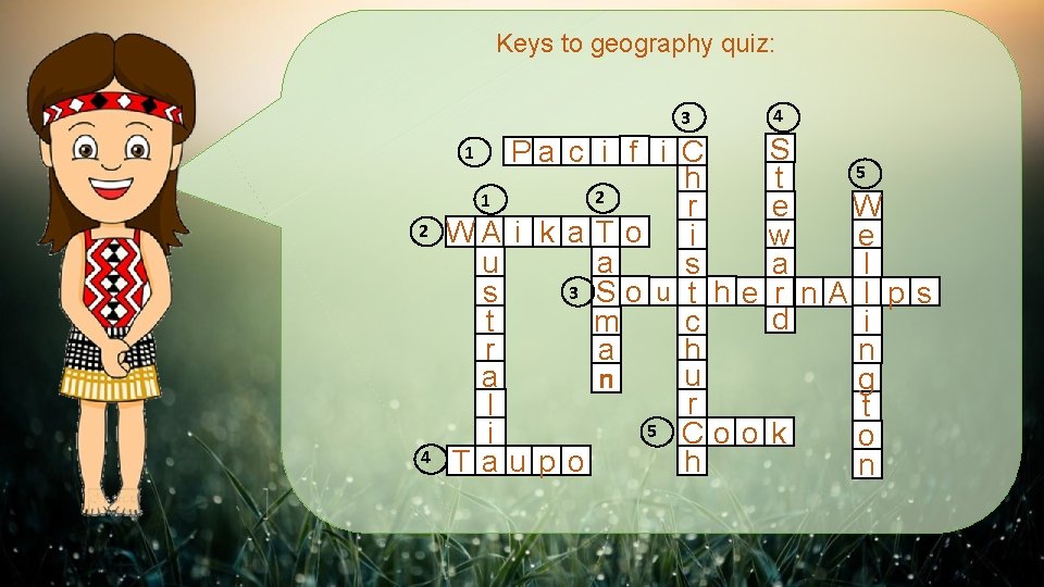 Keys to geography quiz: 3 Pa c i f i C h 2 1