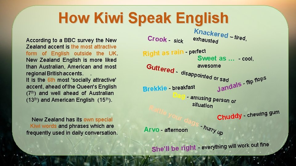 How Kiwi Speak English According to a BBC survey the New Zealand accent is