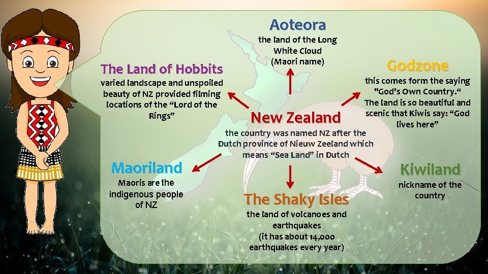Aoteora The Land of Hobbits Maoris are the indigenous people of NZ Godzone this