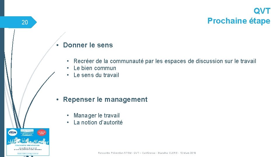 QVT Prochaine étape 20 • Donner le sens • Recréer de la communauté par QVT Prochaine étape 20 • Donner le sens • Recréer de la communauté par
