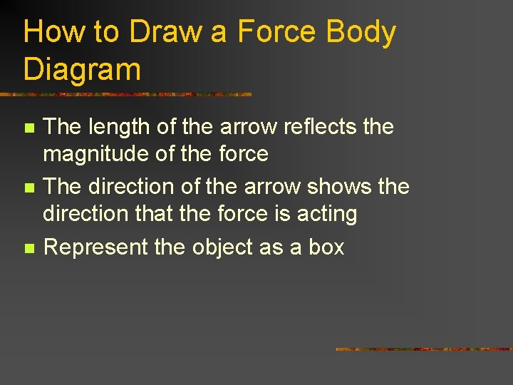 How to Draw a Force Body Diagram n n n The length of the How to Draw a Force Body Diagram n n n The length of the