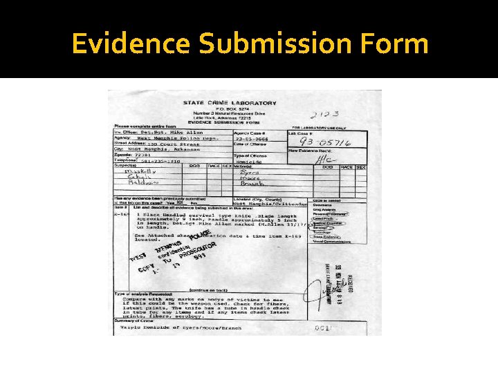 Evidence Submission Form 