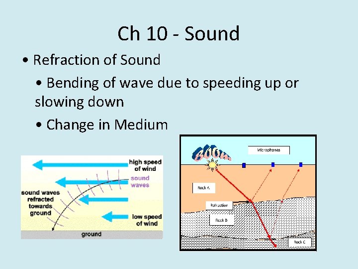 Ch 10 - Sound • Refraction of Sound • Bending of wave due to