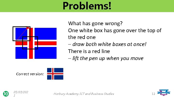 Problems! What has gone wrong? One white box has gone over the top of