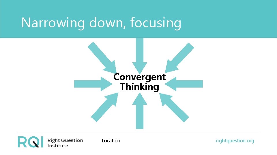 Narrowing down, focusing Convergent Thinking Location rightquestion. org 