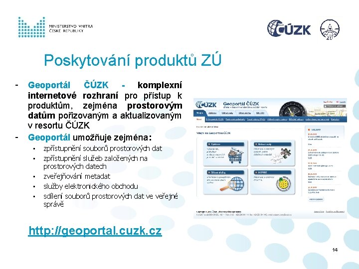 Poskytování produktů ZÚ - - Geoportál ČÚZK - komplexní internetové rozhraní pro přístup k Poskytování produktů ZÚ - - Geoportál ČÚZK - komplexní internetové rozhraní pro přístup k