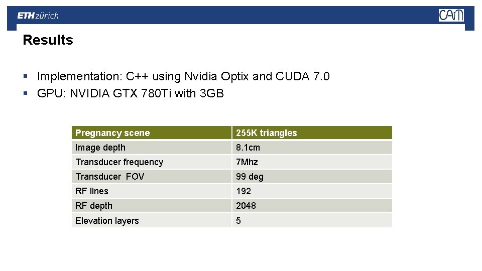 Results § Implementation: C++ using Nvidia Optix and CUDA 7. 0 § GPU: NVIDIA