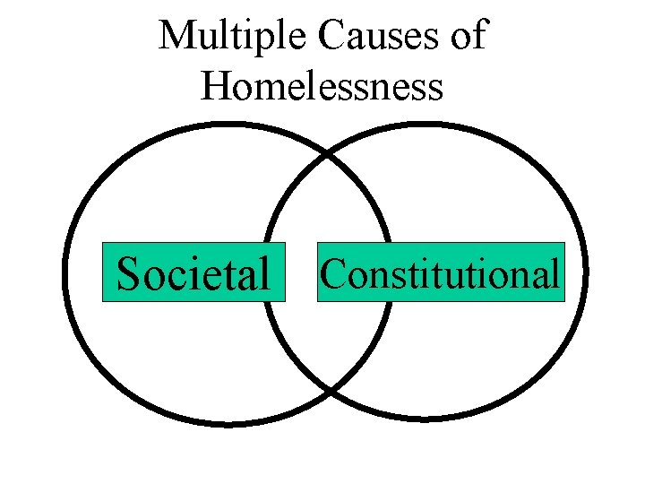 Multiple Causes of Homelessness Societal Constitutional 