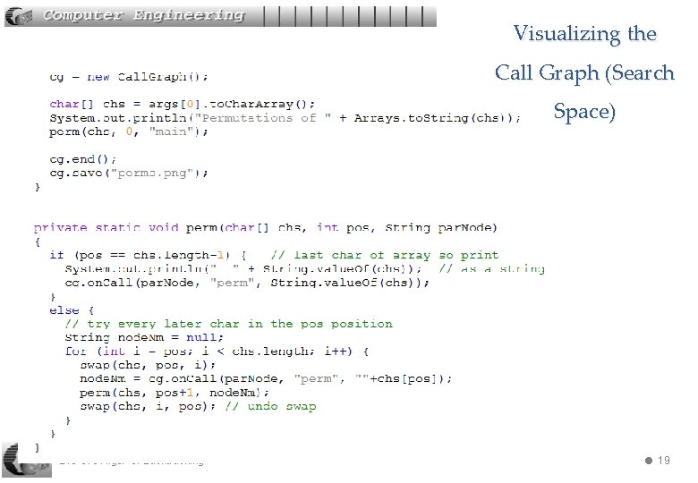 Visualizing the Call Graph (Search Space) 240 -310 Algs: 3. Backtracking 19 