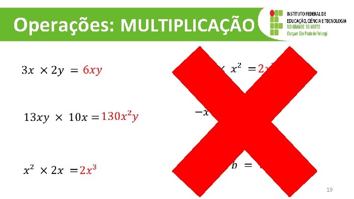 Operações: MULTIPLICAÇÃO 19 