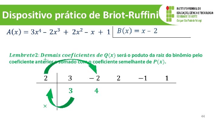 Dispositivo prático de Briot-Ruffini 44 