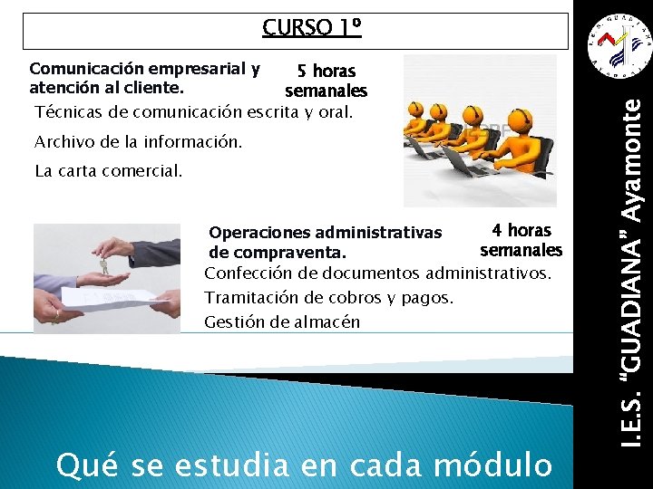 Comunicación empresarial y 5 horas atención al cliente. semanales Técnicas de comunicación escrita y