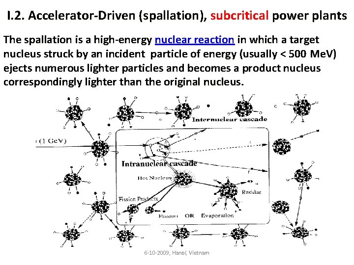 I. 2. Accelerator-Driven (spallation), subcritical power plants The spallation is a high-energy nuclear reaction