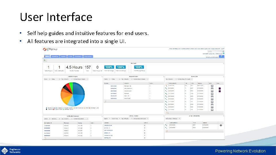User Interface • Self help guides and intuitive features for end users. • All