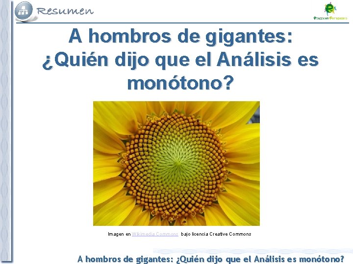 A hombros de gigantes: ¿Quién dijo que el Análisis es monótono? Imagen en Wikimedia