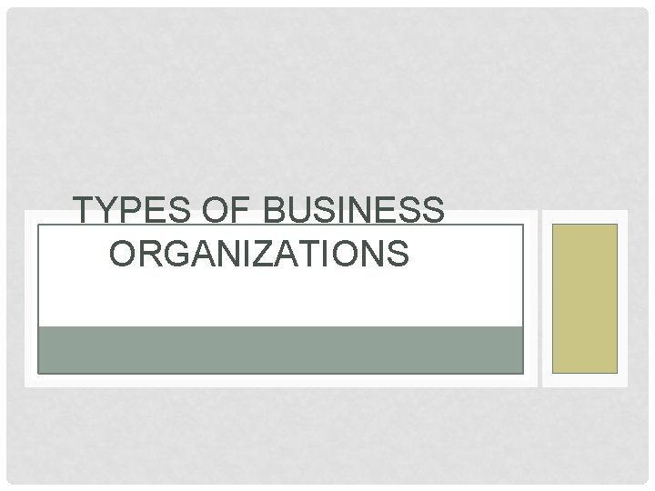 TYPES OF BUSINESS ORGANIZATIONS 