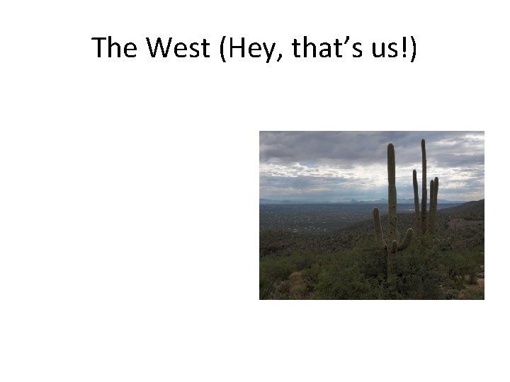 The West (Hey, that’s us!) 