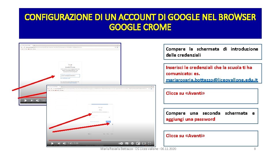 CONFIGURAZIONE DI UN ACCOUNT DI GOOGLE NEL BROWSER GOOGLE CROME Compare la schermata di